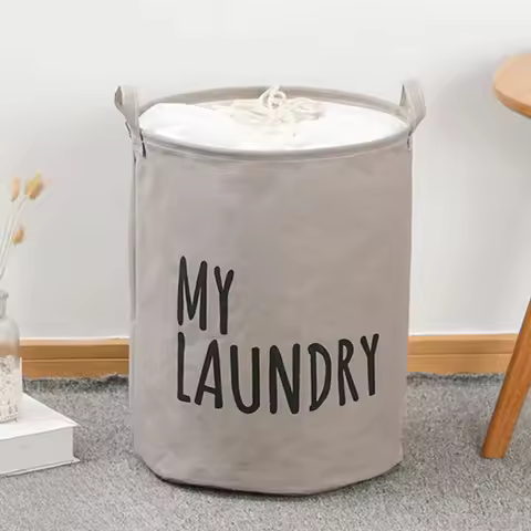 Cotton and Linen Laundry Basket Household Foldable Laundry Basket Waterproof Clothes and Toys Storag