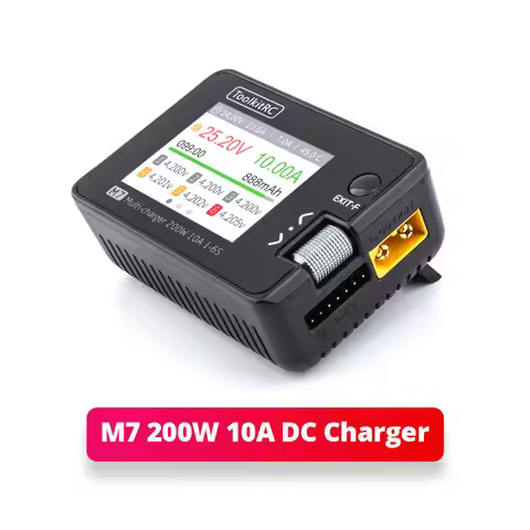 ToolkitRC M7 200W 10A Balance Charger Discharger With ADP100 for 1-6S Lipo Battery Voltage Servo Che