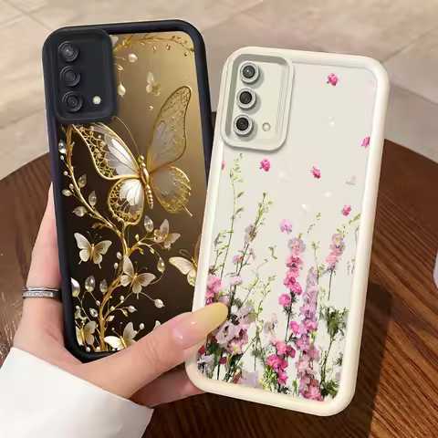 For OPPO A74 4G/F19 4G/F19S 4G/A95 4G/Reno6 Lite Phone Case Cute Flower Fashion Back Cover Silicone