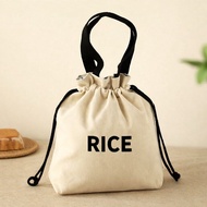 Japanese-style canvas lunch bag, drawstring insulated tote, large-capacity minimalist bento bag 3E2I