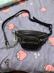 Alexander Wang黑色皮革腰包斜挎包