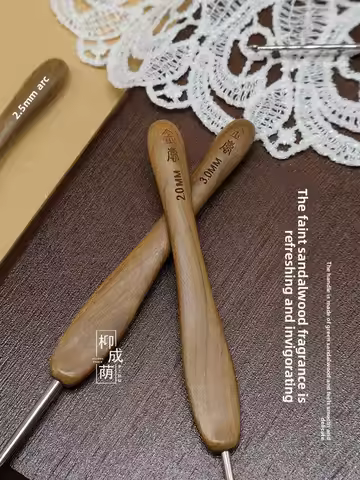 Jinlan Green Sandalwood Crochet Compass Stainless Steel Fine Throwing Needle Smooth Wool Knitting To