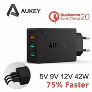 (terlaris) aukey charger quick charge port 3 charger iphone charger