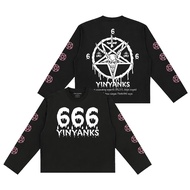 KATUN Yinyanks Oversized Fit Boxy Long T-shirt DB Ynyks Satanic 666 black cotton unisex