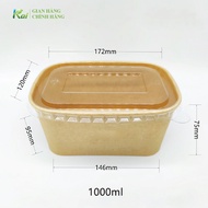 50 HỘP GIẤY BENTO chữ nhật size 750/1000ml kèm nắp PET dùng đựng thực phẩm sạch sẽ an toàn cao cấp G