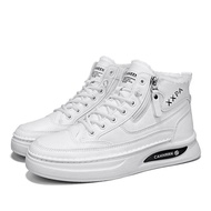 Men White Shoes High Tops Winter Plus Cotton Outdoor Man Leather Sneakers High Quality Basic Men's S