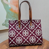 TORY Burch/outlet Tb ชื่อย่อของผู้หญิงขนาดกลาง40ซม. กระเป๋าทรงสี่เหลี่ยมมีหูหิ้วสะพายไหล่138919