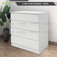 OKURA 4 Tier Chest Drawer/4 Tier Drawer Pintu Almari Kayu/Kabinet Drawer/Bedroom Furniture/Drawer Ba