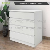 OKURA 4 Tier Chest Drawer/4 Tier Drawer Pintu Almari Kayu/Kabinet Drawer/Bedroom Furniture/Drawer Baju/Wood Furniture