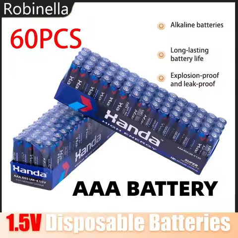 60pcs 1.5V 70mAh AAA Battery No.7 R03 Carbon Zinc Manganese Alkalinity Dry Batteries for Clocks Comp