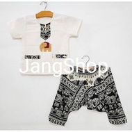 Native Costume Children's Elephant Pattern Hmong Pants Set 6-7 Years Old Doi Spun Fabric