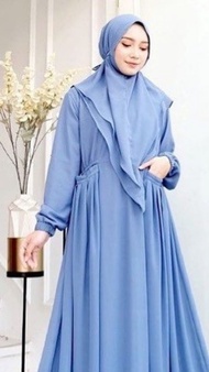 KINASYA Maxy Dress Syari Stlye Korea Wanita Abg Bahan Ceruty Best seller Baju Muslim Acara Resmi Gad