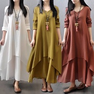 muslimah blouse long sleeve cotton liner maxi drees plus size 💥2021 cloth blouse wanita cotton jubah shirt dress fashion
