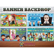2x4ft OMAR & HANA | BOSS BABY | DIDI & FRIENDS | UPIN & IPIN Theme Backdrop Banner Decoration Birthd