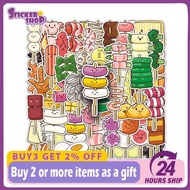 50PCS Skewer Food Cartoon BBQ Sticker Waterproof Decoration Laptop Phone Cup Kid Toy Sticker