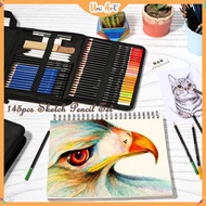 Uni Art 24/35/40/71/145 PCS Drawing Sketch pencils Set Professional Pencils Eraser Kit Stationery Gi