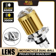 H4 LED Motorcycle Headlight Bulb 5570 CSP Chips 3000K/6000K Hi-Lo Beam - Super Bright White & Yellow