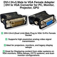 DVI-I 24+5 Male to VGA Female Adapter | High-Quality DVI to VGA Converter for PC, Monitor, Projector