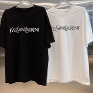 HOT_YSL European Station Trendy Brand Summer New Letter Print Versatile Casual Cotton Short-Sleeved T-shirt Same Style F