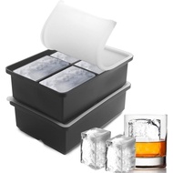 Large Ice Cube Trays for Whiskey: BECOKIT Big Silicone Ice Cube Trays - 3 * 2Inch Square Ice Cubed T
