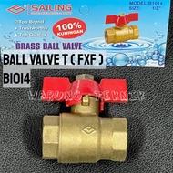 SAILING B1014 BALL VALVE T (FXF) 1/2" - STOP KRAN MODEL T FXF 1/2" FULL BRASS THICK AND DURABLE