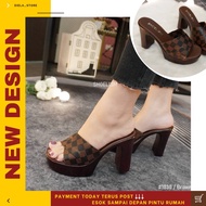 Sandal Perempuan 🔥👠 High Heels 3inch (Small Cutting) Shoes Wedges Kasut Viral for Black Selipar Wani