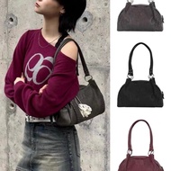 Korea ason Stray Bag Blogger Same Style 24FW Leather mini Motorcycle Shoulder Armpit Bag Large Capac