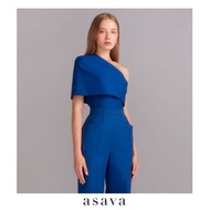 [asava aw23] Asava One-shoulder Cape Blouse เสื้อผู้หญิง ไหล่เดียว แขนเคป แต่งหนุนหัวไหล่ ซิปข้าง