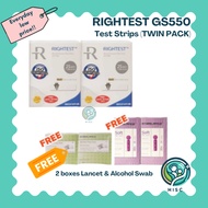 RIGHTEST GS550 Blood Test Strip (EXP : 31/08/2030) FREE Alcohol Pad & Lancet