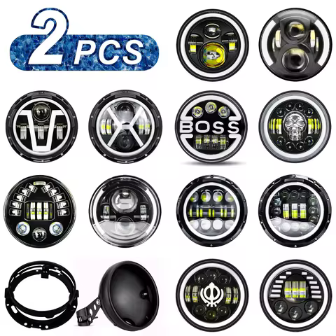 2pcs 7 Inch Motorcycle LED Headlight for Motorcycle JEEP Wrangler JK Harley King Yamaha Cafe Racer 7