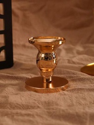 1只手工電鍍玫瑰金簡約金屬裝飾蠟燭台