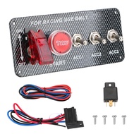 LED Toggle Switch 12V LED Ignition Switch Panel Carbon Fiber for Racing Car Engine Start Push Button