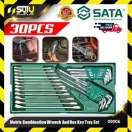 SATA 09906 30PCS Metric Combination Wrench and Hex Key Tray Set