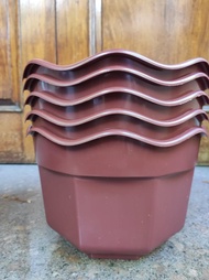 5 pcs Large Red Plastic Pots / Plant Pots 10inches | Big Garden Pots for plants