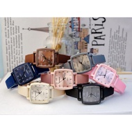 Jam Tangan Gaya Retro Untuk Wanita dan Pria Strap Quartz Analog Chrono Fashion Korea