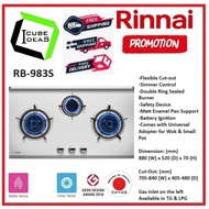 RINNAI RB-983S FLEXIHOB 88CM 3 BURNER STAINLESS STEEL BUILT-IN GAS HOB| Local Warranty | Express Free Delivery