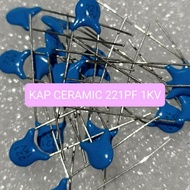 10BUAH KAPASITOR CERAMIC 221PF 1KV CAPASITOR CERAMIC 221 1KV PF BIRU