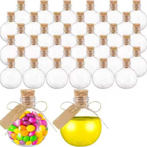 12/24 Pcs 3.4 oz Plastic Bottles, Ball Shape,Clear Sand Art BottlesMini Potion Bottles