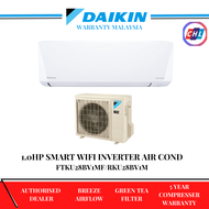 DAIKIN 1.0HP R32 DELUXE INVERTER  WALL MOUNTED FTKU SERIES AIR CONDITIONER FTKU28BV1MF/RKU28BV1M [5 STAR]-DAIKIN WARRANTY MALAYSIA