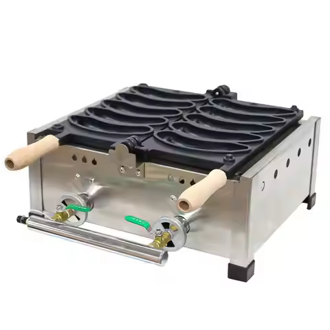 Custom LPG Banana Waffle Pan Manual Waffle Maker Gas Commercial Waffle Maker Machine