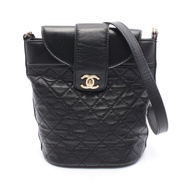 【二手】香奈兒 CHANEL 黑色皮革絎縫水桶包 女士二手 A
