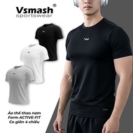 Vsmash Sportswear Form ACTIVE-FIT Men's Gym Sports Shirt Slim FIT, Cool Material, 4-Way Stretch Swea