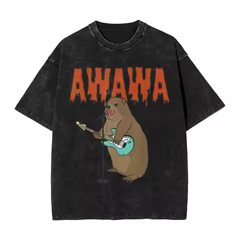 Rock Hyrax Awawa Cute Hyrax Meme T Shirts for Men Hyrax Lover Angry Hyrax T-Shirt Round Neck Tee Shi