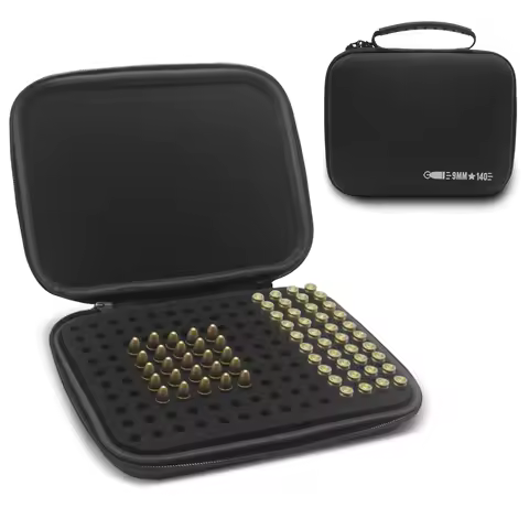 140 Rounds Tactical 9mm Ammo Case Portable Lockable Ammunition Holder Safe Bullet Storage Box for 9M
