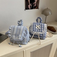 Korean Lace Check Backpack Women 2025 Sweet Ruffled Backpack Preppy Style Commuter Handbag 910.26M