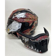 [ZEUS ZS-613H AJ48 Animal Painted Matte Black Red With Face Armor ZS613H Ruishi Taichung Warehouse H