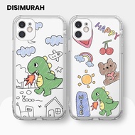 Glossy Clear Case fashion cartoon dino motif transparent ready for type hp SAMSUNG A01 CORE A03 CORE