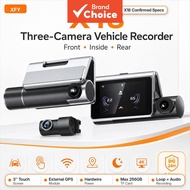 XFY X18 3-channel dashcam 4K+2K+2K front inside rear recorder 3-inch touch screen WiFi app external 
