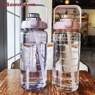 ZK 2 Liters Straw Plastic Water Bottle Large Portable Travel Bottle Sports Fitness Cup VN