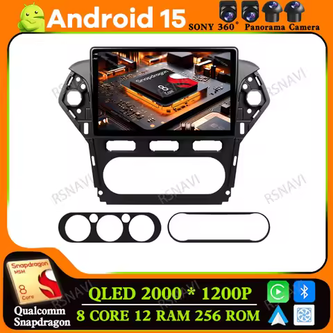 Android 15 Car Radio For Ford Mondeo 4 Mk4 2010-2014 Wireless 5G WIFI 360 Camera Snapdragon 9/10 Inc